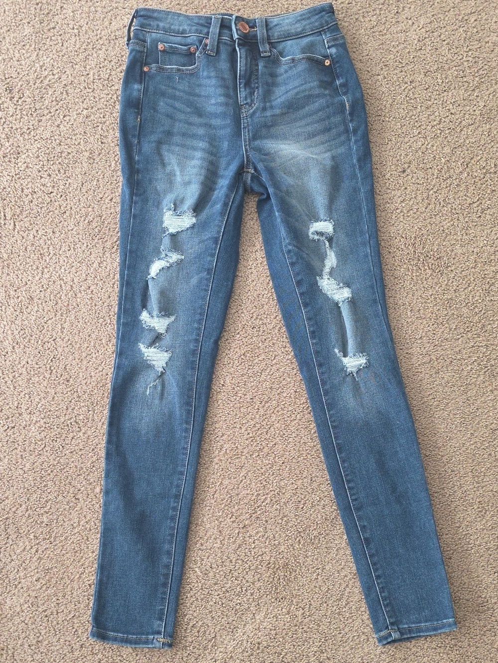 SO Mid Blue Distressed Skinny Jeans Size 1